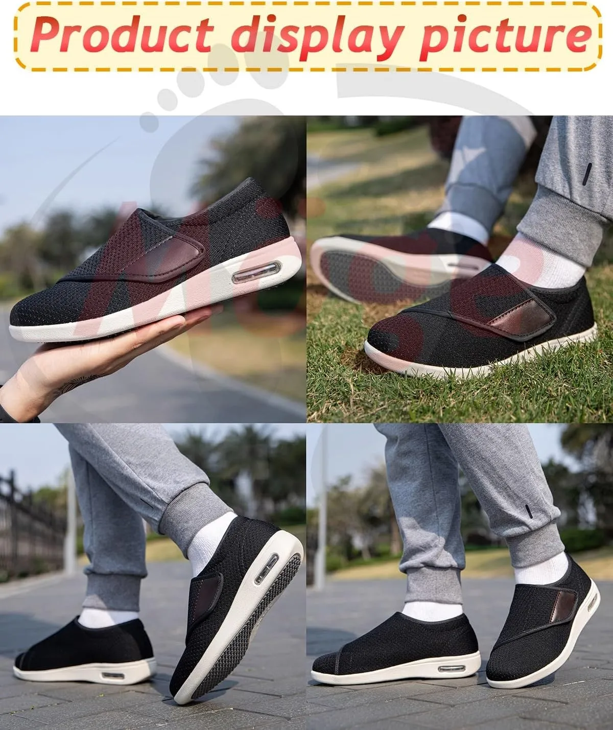 Men's Diabetic Shoes Slip On Casual Shoes Extra Wide Walking Shoes for Edema Hook Loop Recovery Casual Shoes for Swollen Feet Running Walking Slip On Sneakers