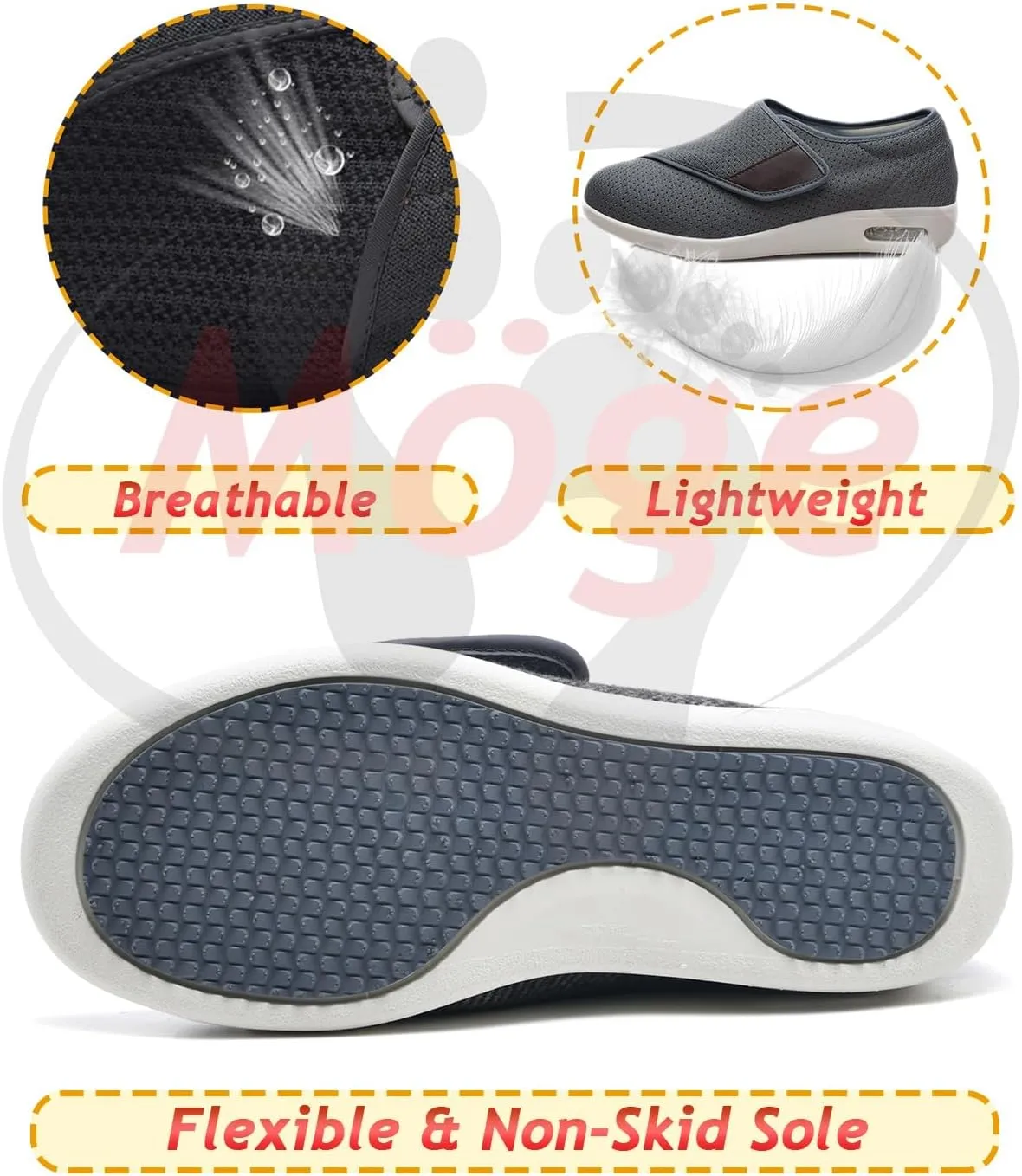 Men's Diabetic Shoes Slip On Casual Shoes Extra Wide Walking Shoes for Edema Hook Loop Recovery Casual Shoes for Swollen Feet Running Walking Slip On Sneakers
