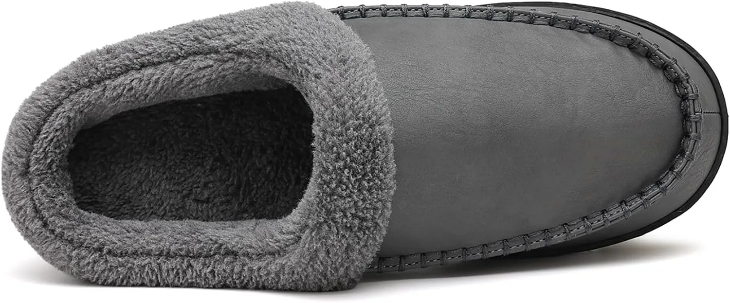 Men's Male Memory Foam Indoor Outdoor Warm Slippers PU Moccasins Slipper
