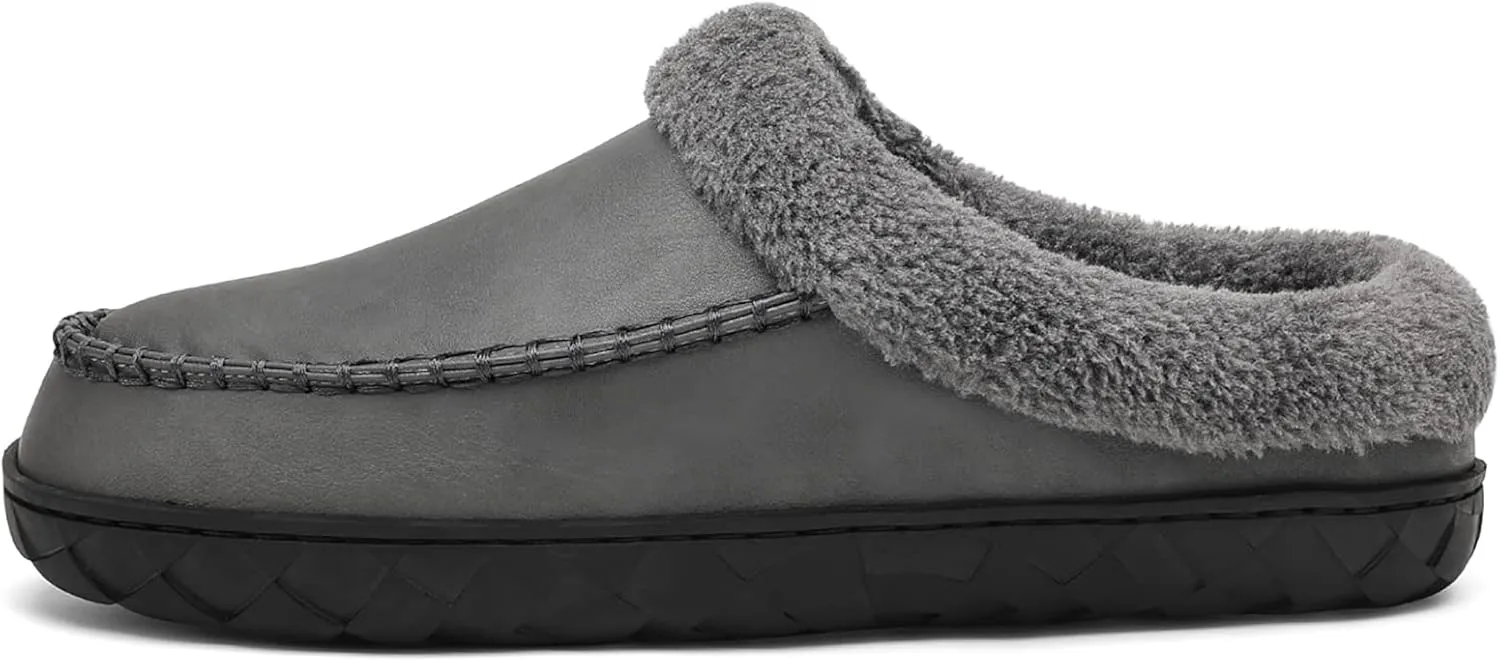 Men's Male Memory Foam Indoor Outdoor Warm Slippers PU Moccasins Slipper