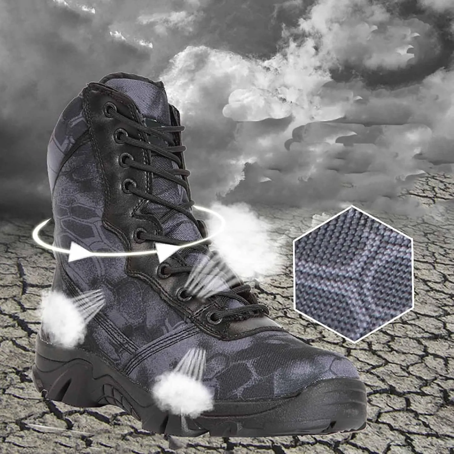 Mens Military Combat Boots, Lightweight Outdoor Hiking Desert Boots Side Zipper Motorcycle Combat Hiking Boots Military Tactical Boots for Men