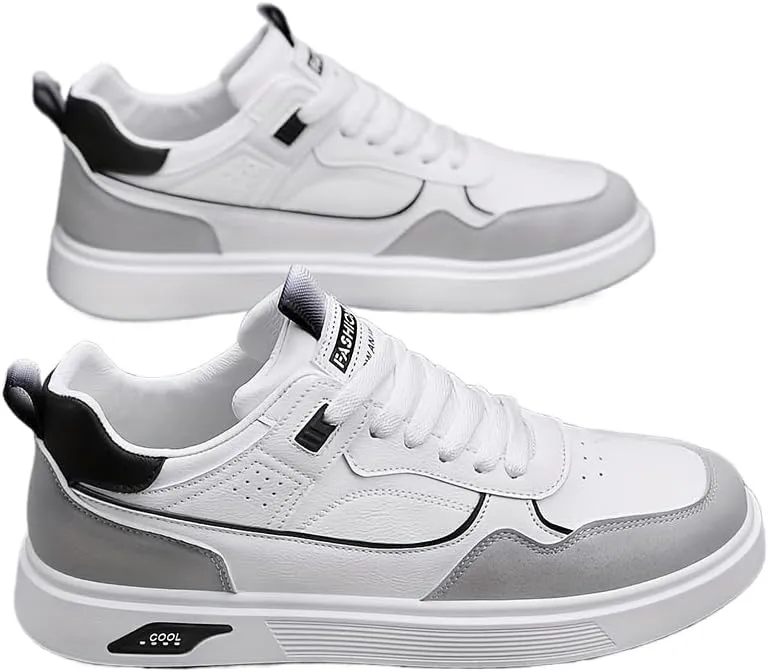 Men's Skateboarding Shoes Casual Lace-up Sneakers - Solid Color Low Top PU Trainers, All-Season Round Toe Footwear with Fabric Inner, for Everyday Wear