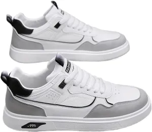 Men's Skateboarding Shoes Casual Lace-up Sneakers - Solid Color Low Top PU Trainers, All-Season Round Toe Footwear with Fabric Inner, for Everyday Wear