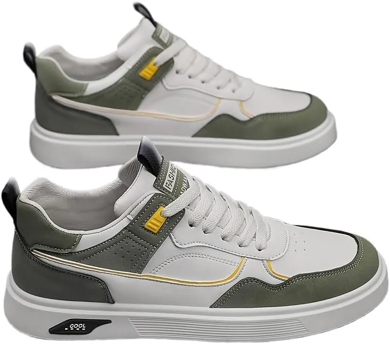 Men's Skateboarding Shoes Casual Lace-up Sneakers - Solid Color Low Top PU Trainers, All-Season Round Toe Footwear with Fabric Inner, for Everyday Wear