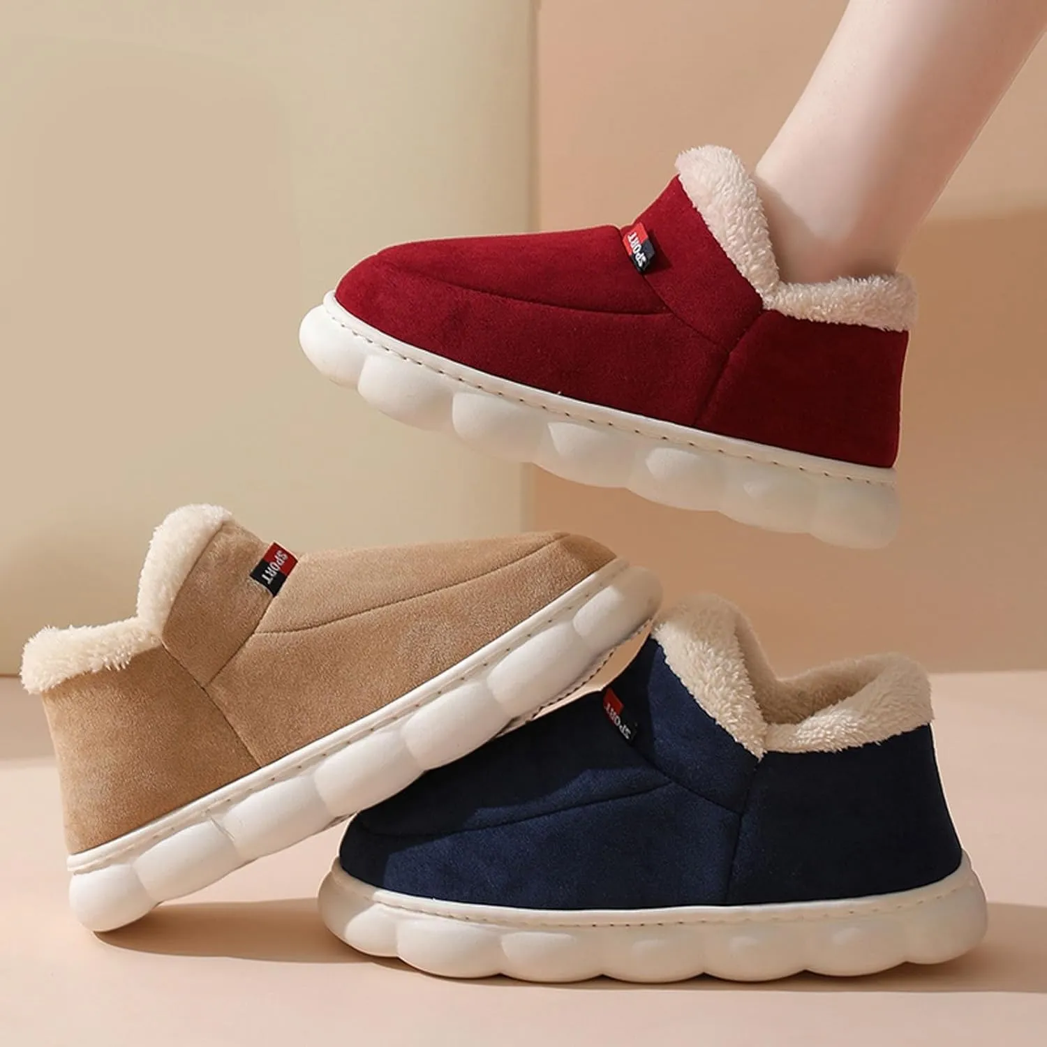 Men's Winter Warm Boot Slippers Fleece Lined Cotton Slippers Memory Foam Slippers Mens Memory Foam Slippers Size