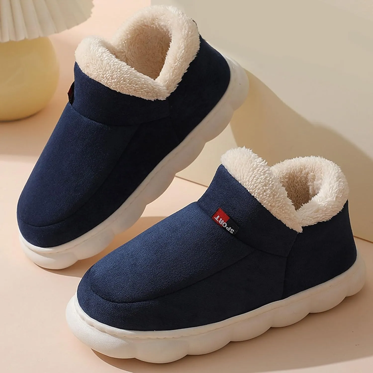 Men's Winter Warm Boot Slippers Fleece Lined Cotton Slippers Memory Foam Slippers Mens Memory Foam Slippers Size