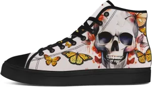Men's Women's Skull High Top Canvas Shoes Butterfly High Top Sneakers Lace Up Casual Shoes Gifts for Men Women