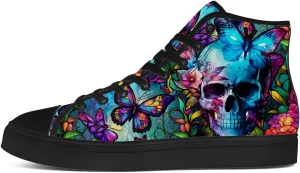 Men's Women's Skull High Top Canvas Shoes Butterfly High Top Sneakers Lace Up Casual Shoes Gifts for Men Women