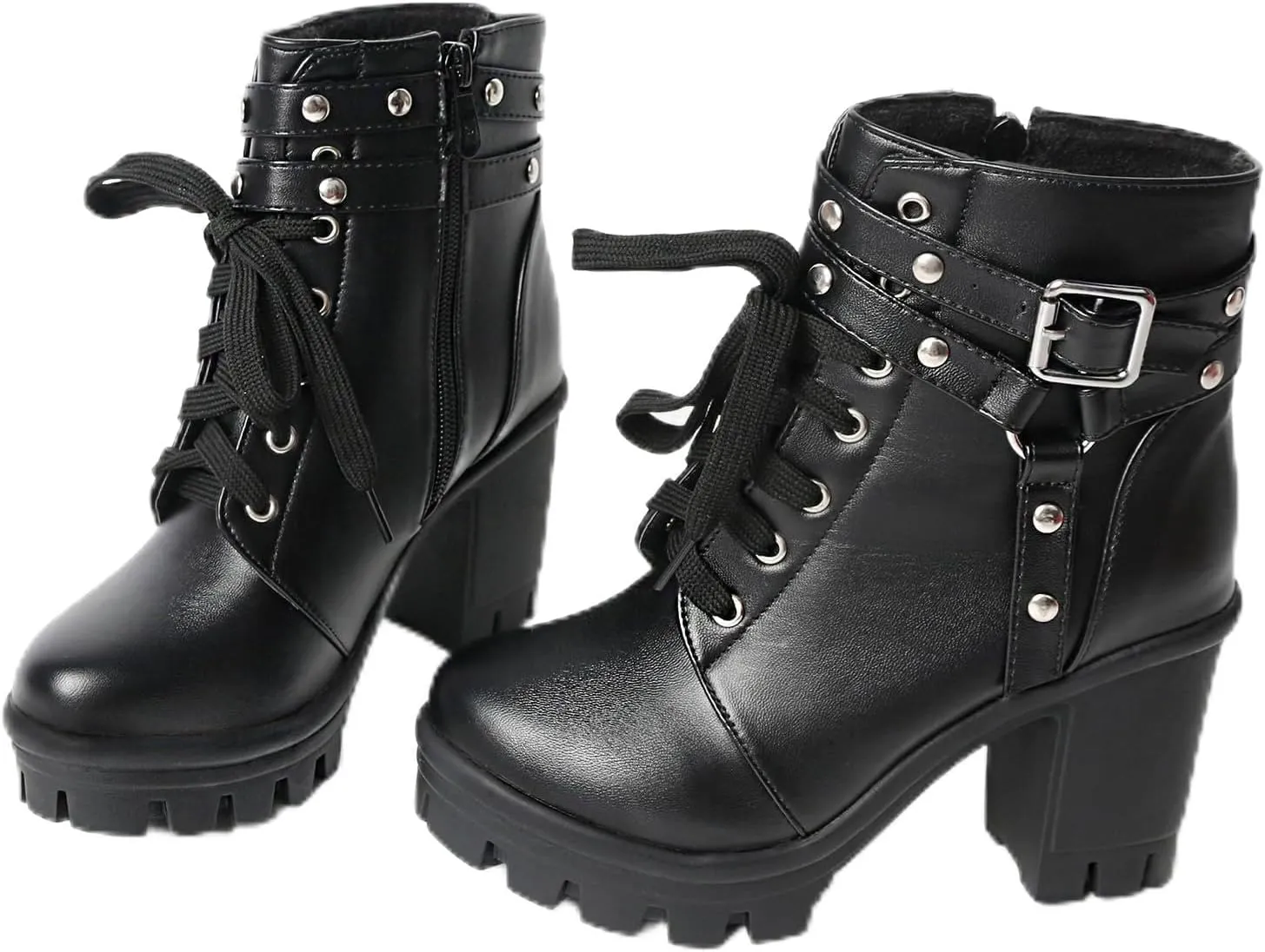 MEOTINA Platform Chunky Heel Ankle Boots