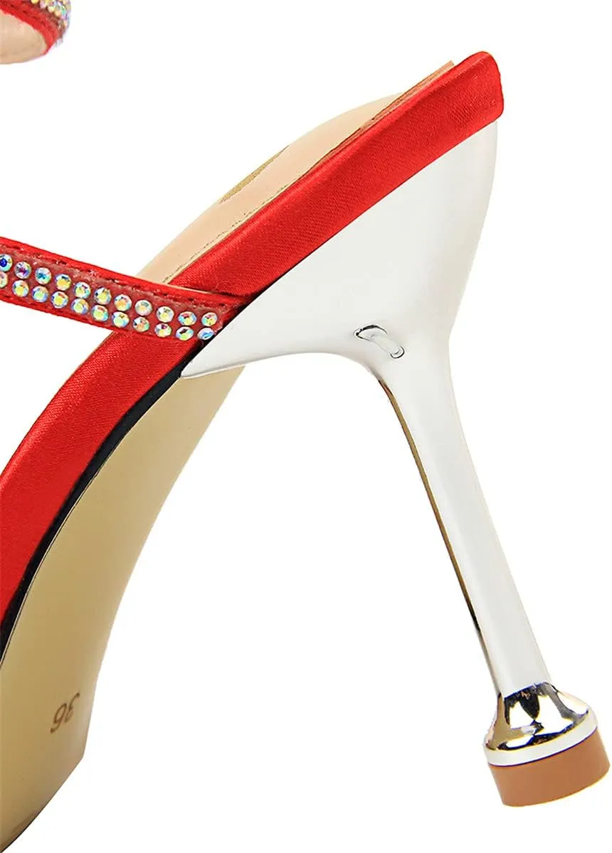 MissHeel Wrap Up Rhinestone Strappy High Heels Sandals 3inch/8cm