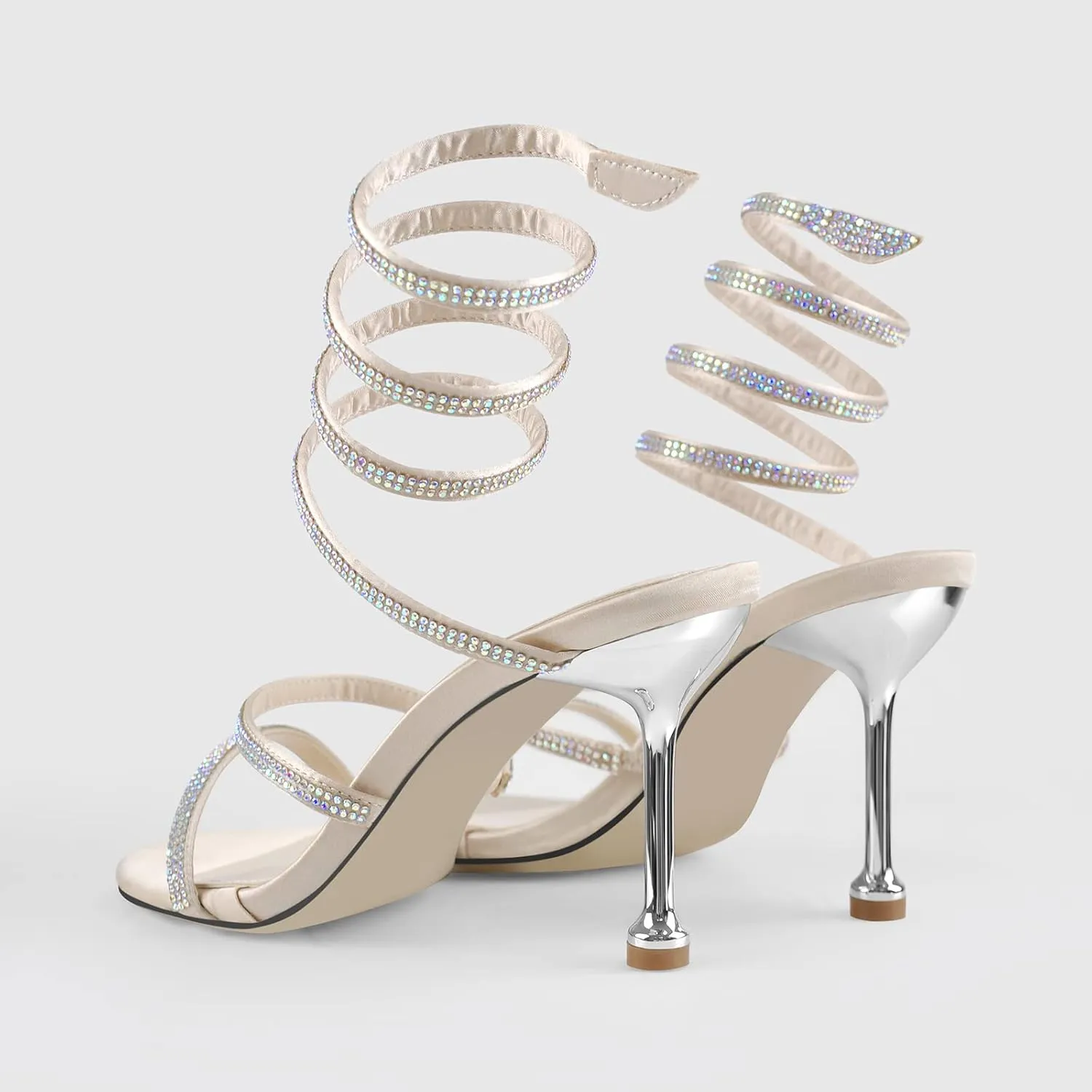MissHeel Wrap Up Rhinestone Strappy High Heels Sandals 3inch/8cm