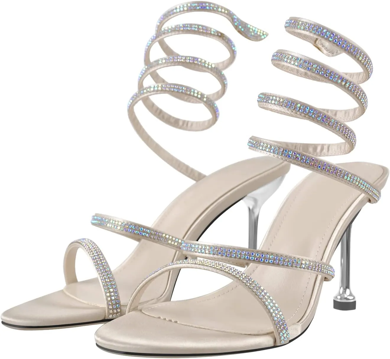 MissHeel Wrap Up Rhinestone Strappy High Heels Sandals 3inch/8cm