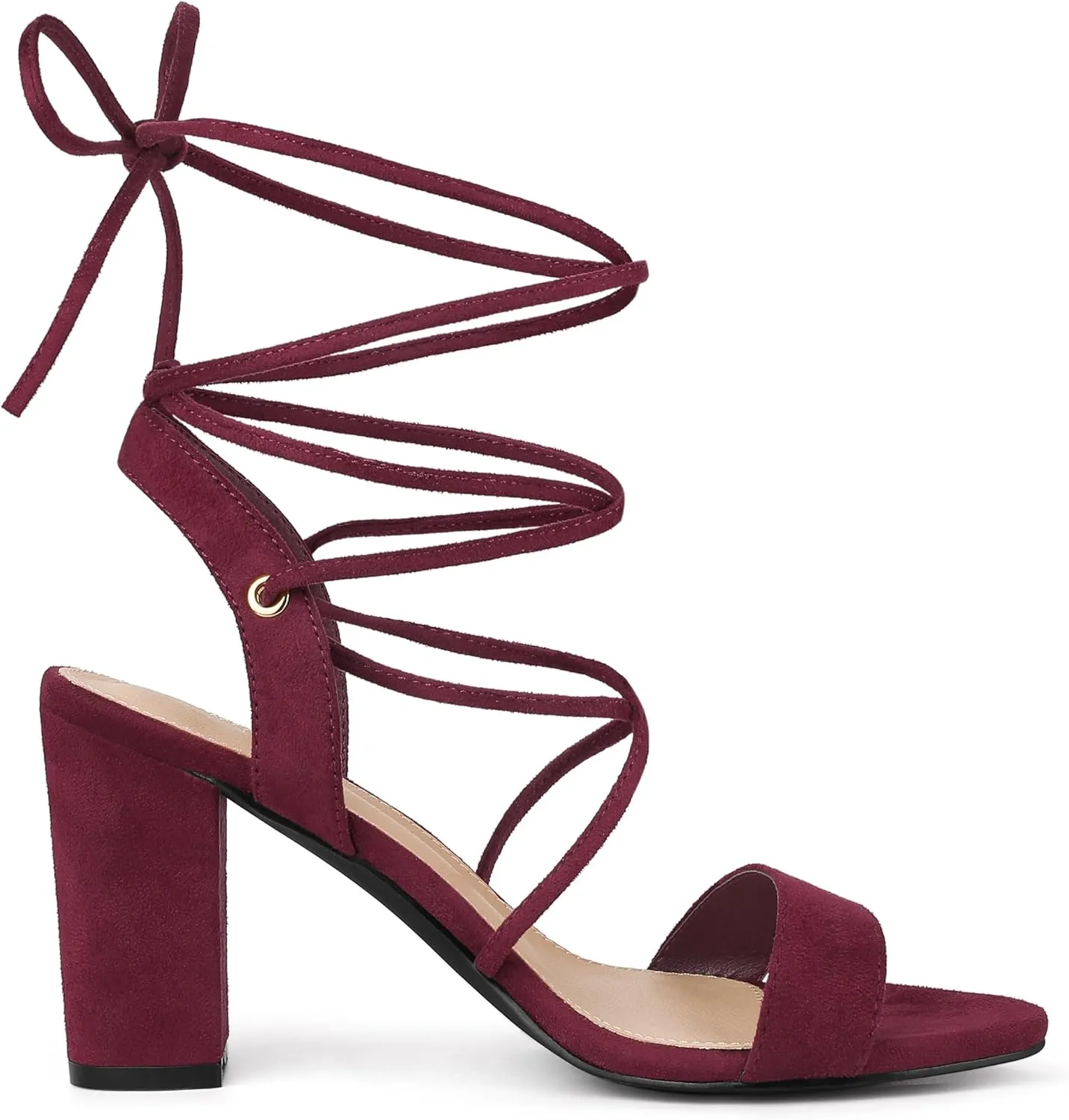 Perphy Lace Up Slingback Block High Heels Sandals for Women