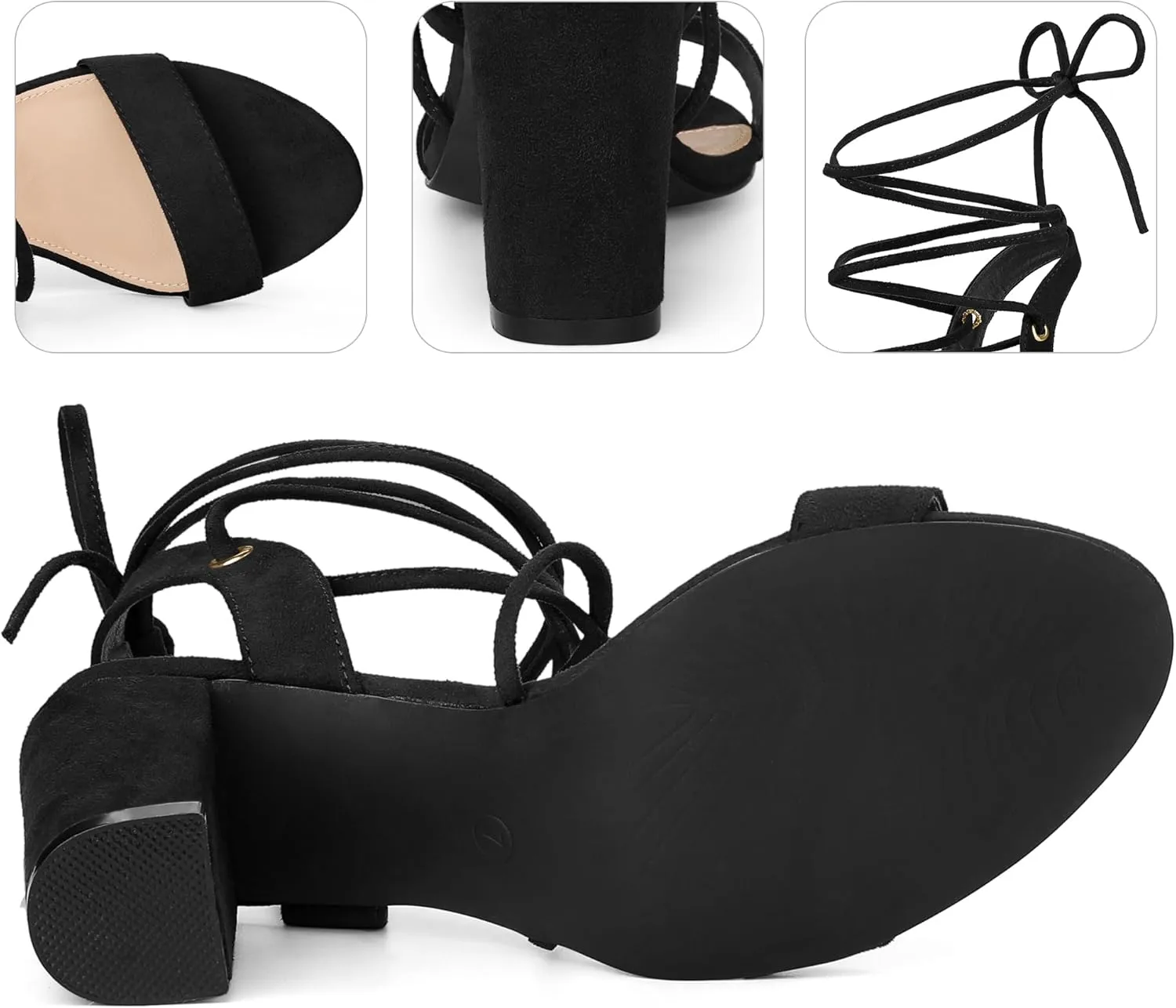 Perphy Lace Up Slingback Block High Heels Sandals for Women