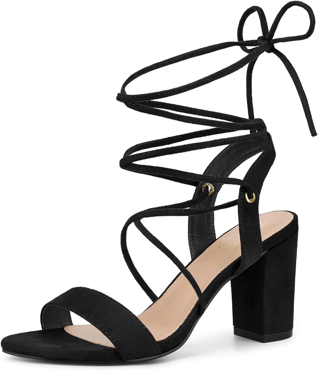 Perphy Lace Up Slingback Block High Heels Sandals for Women