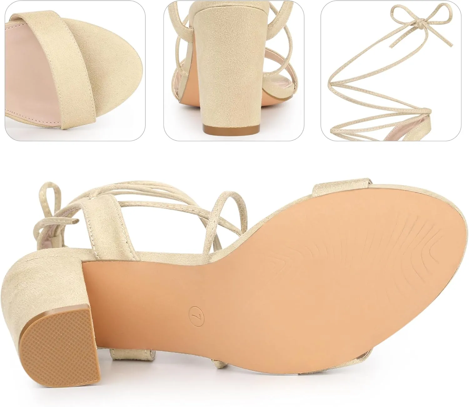 Perphy Lace Up Slingback Block High Heels Sandals for Women