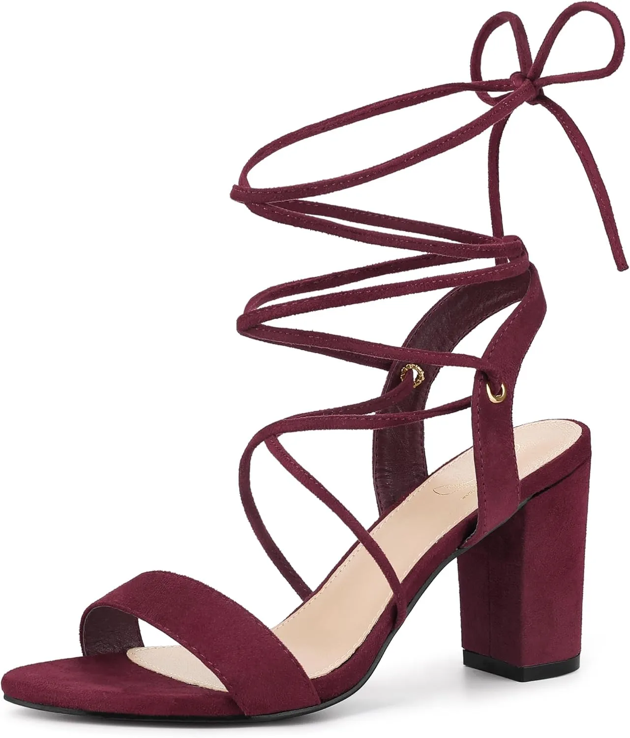 Perphy Lace Up Slingback Block High Heels Sandals for Women