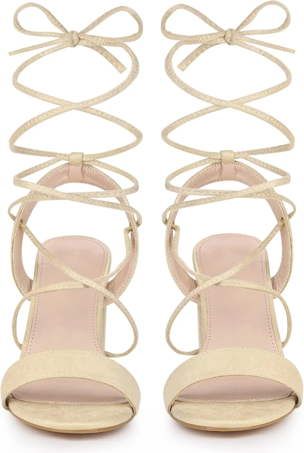 Perphy Lace Up Slingback Block High Heels Sandals for Women
