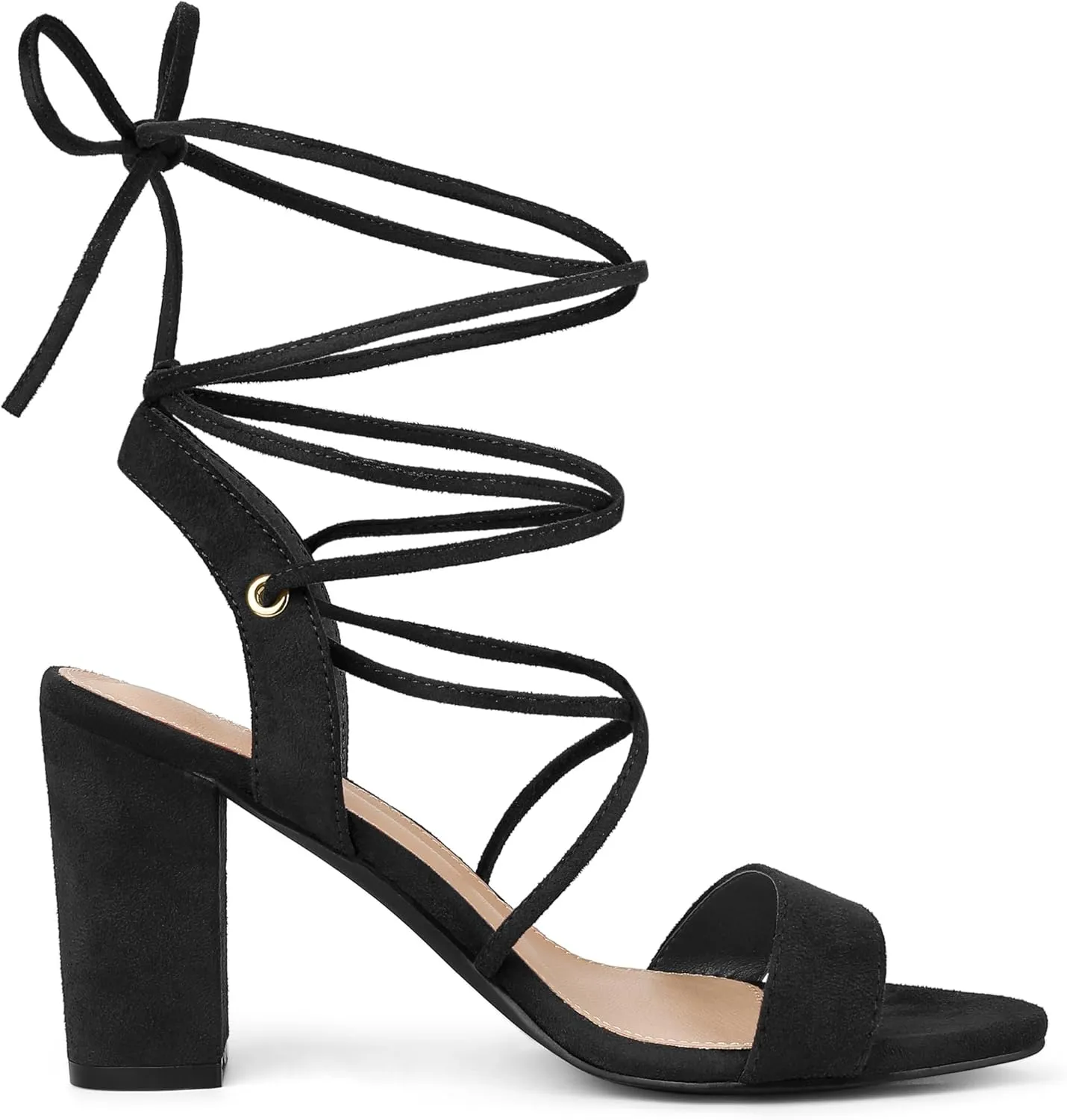 Perphy Lace Up Slingback Block High Heels Sandals for Women