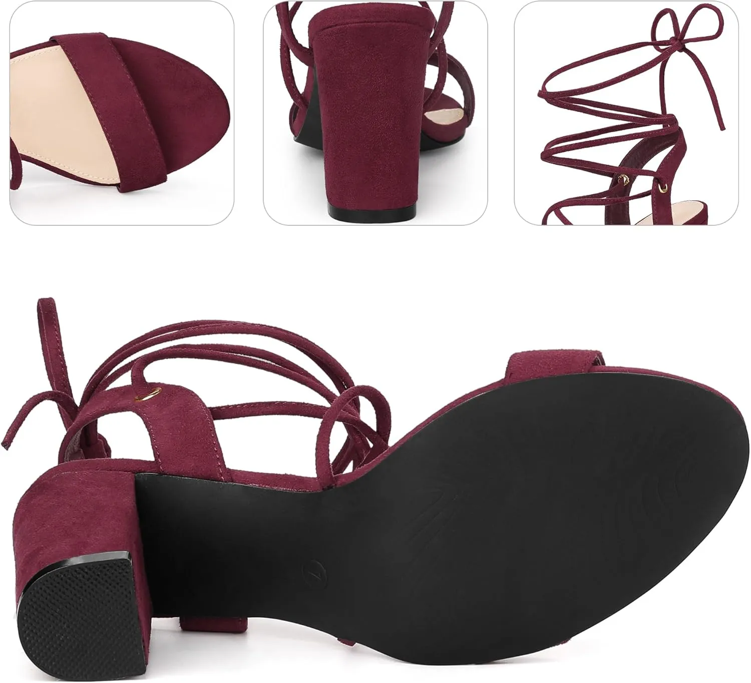 Perphy Lace Up Slingback Block High Heels Sandals for Women