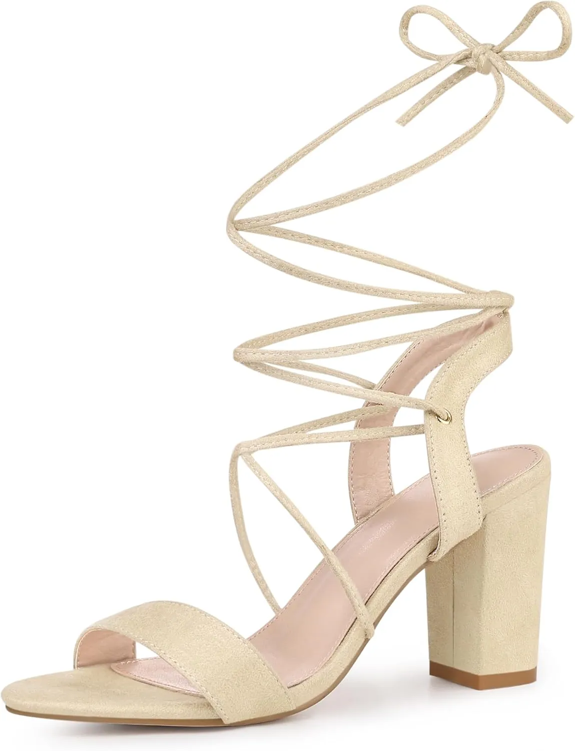 Perphy Lace Up Slingback Block High Heels Sandals for Women