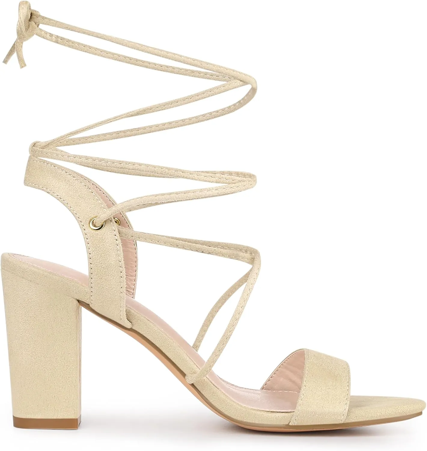 Perphy Lace Up Slingback Block High Heels Sandals for Women