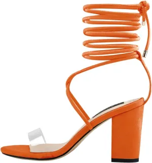 richealnini Lace Up Block High Heels Sandals Bridal Party Dress