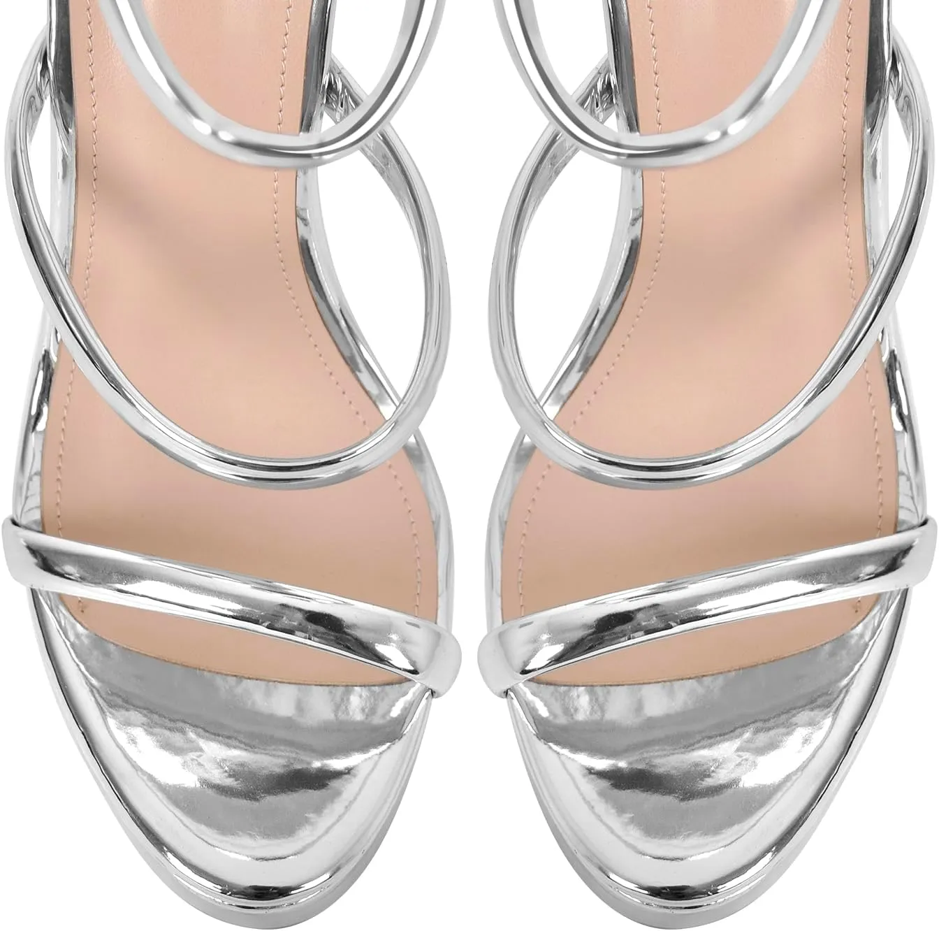 richealnini Platform Heel for Women Ankle Wrap Strappy Sandals Back Zip Up Super High Heels
