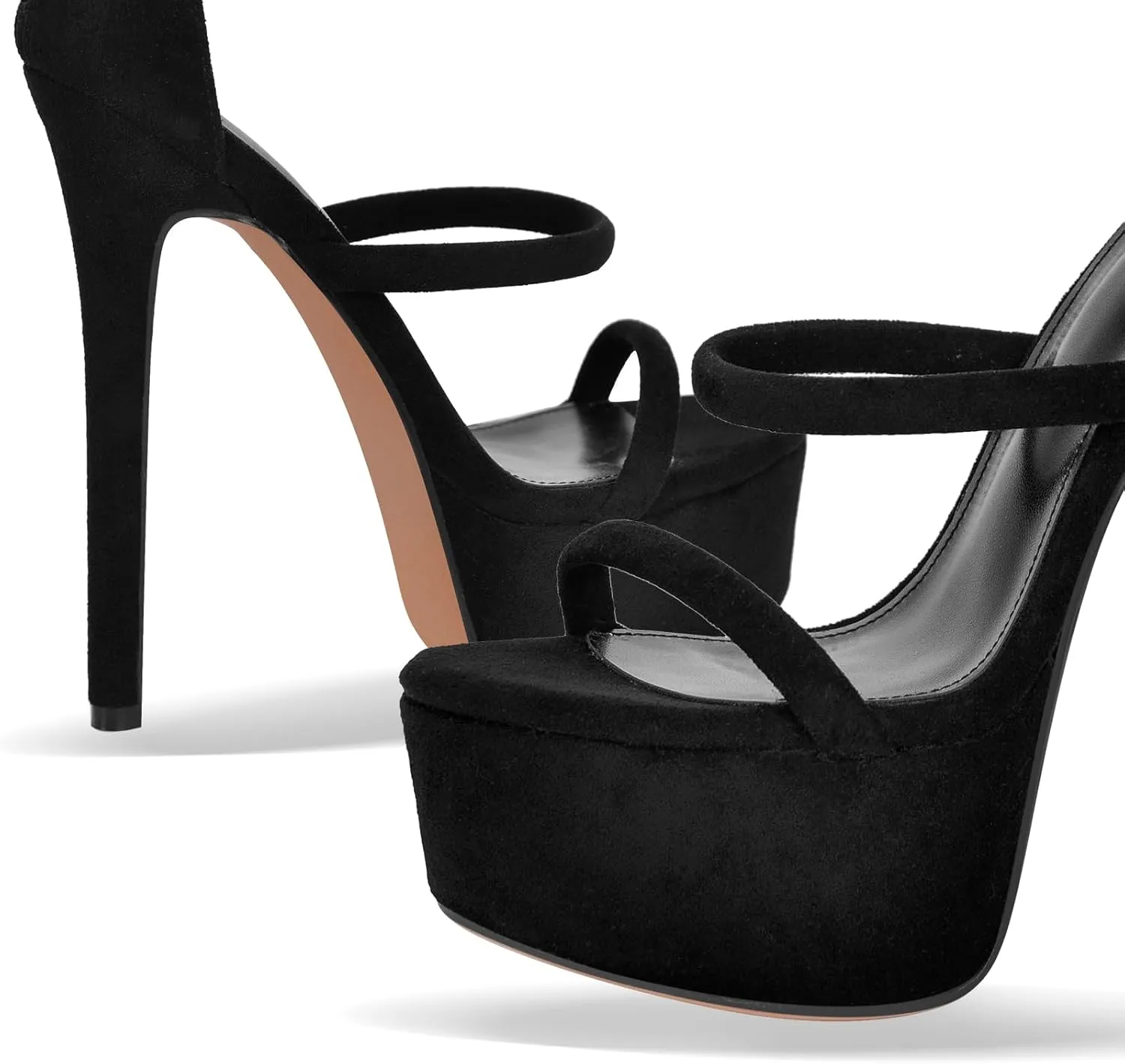 richealnini Platform Heel for Women Ankle Wrap Strappy Sandals Back Zip Up Super High Heels