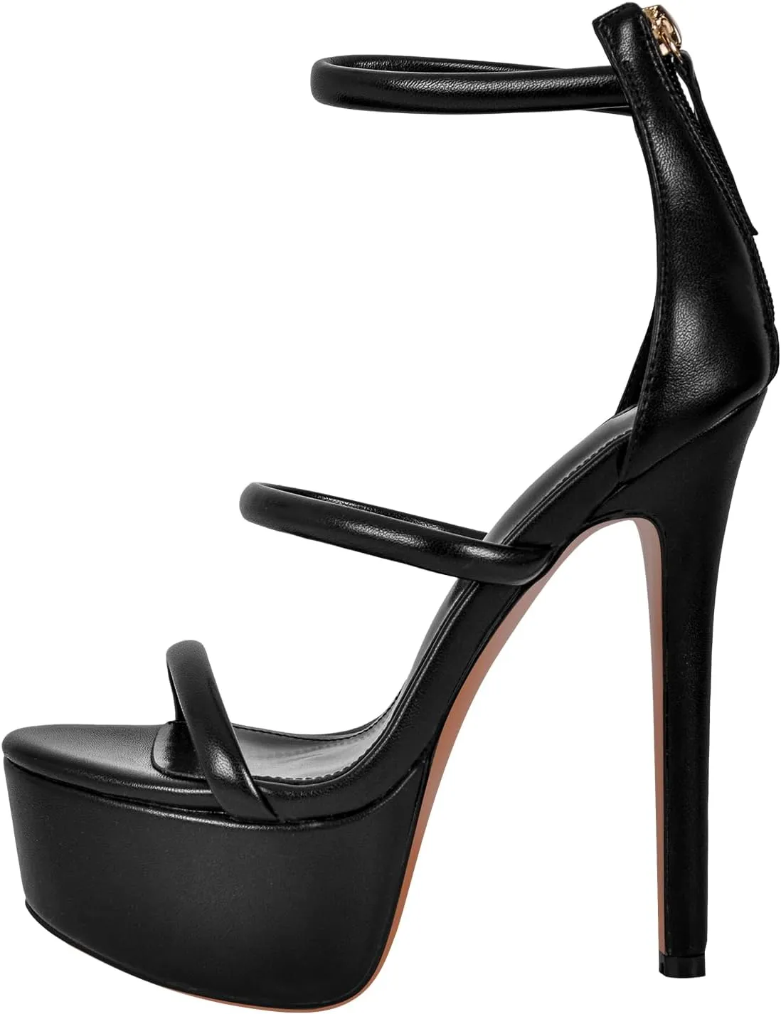 richealnini Platform Heel for Women Ankle Wrap Strappy Sandals Back Zip Up Super High Heels