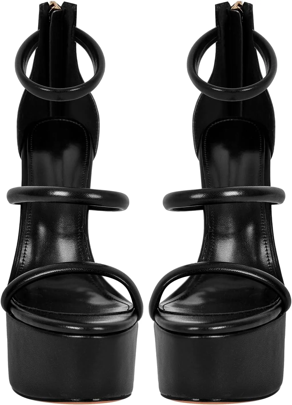 richealnini Platform Heel for Women Ankle Wrap Strappy Sandals Back Zip Up Super High Heels
