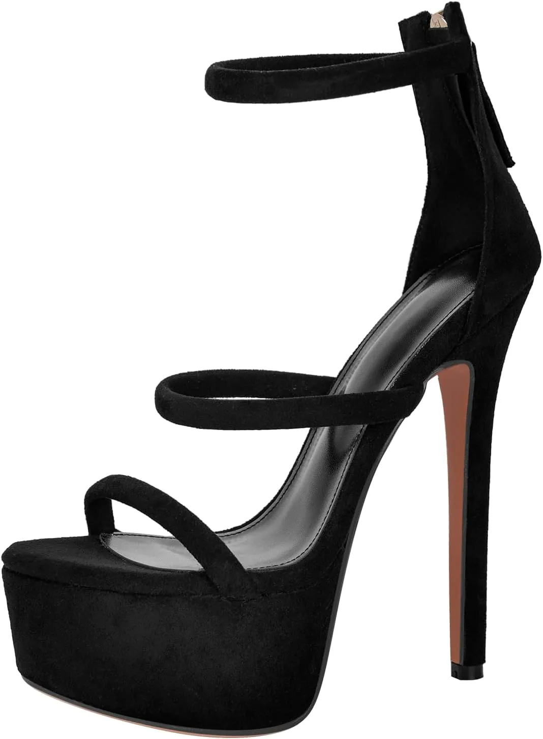 richealnini Platform Heel for Women Ankle Wrap Strappy Sandals Back Zip Up Super High Heels