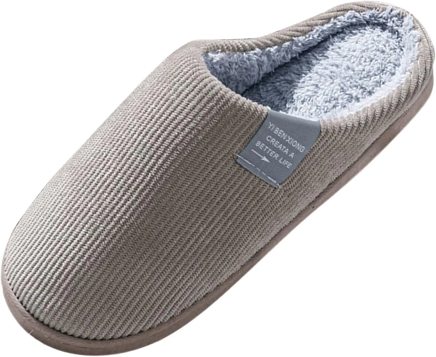 Roorsily Men's Fuzzy Slippers Fleece Lined Warm Cotton Slippers Lightweight Flat Soled Slippers Comfort Indoor Slippers