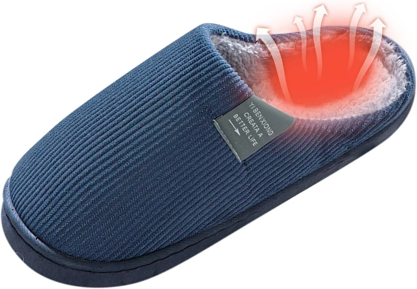 Roorsily Men's Fuzzy Slippers Fleece Lined Warm Cotton Slippers Lightweight Flat Soled Slippers Comfort Indoor Slippers