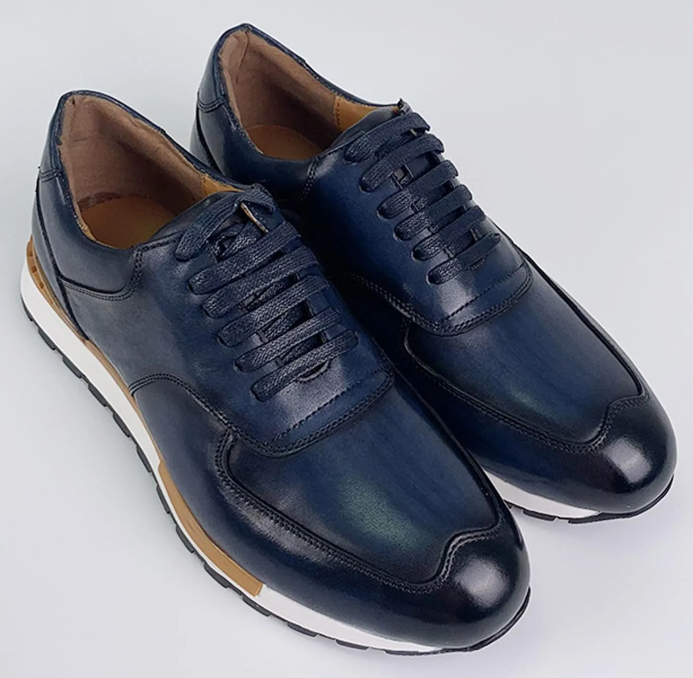 Santimon Mens Leather Dress Sneakers  Oxford Style Business Casual Shoes, Comfortable & Non-Slip Formal Shoes for Work & Everyday Wear
