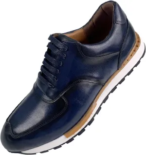 Santimon Mens Leather Dress Sneakers  Oxford Style Business Casual Shoes, Comfortable & Non-Slip Formal Shoes for Work & Everyday Wear