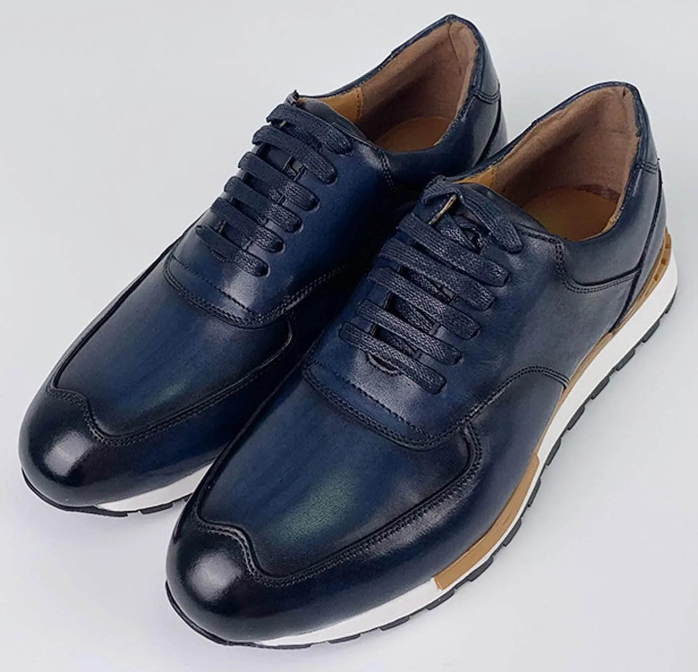 Santimon Mens Leather Dress Sneakers  Oxford Style Business Casual Shoes, Comfortable & Non-Slip Formal Shoes for Work & Everyday Wear