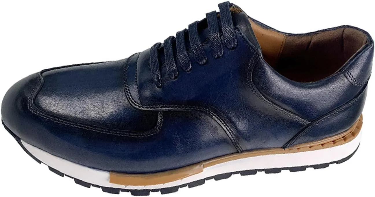 Santimon Mens Leather Dress Sneakers  Oxford Style Business Casual Shoes, Comfortable & Non-Slip Formal Shoes for Work & Everyday Wear