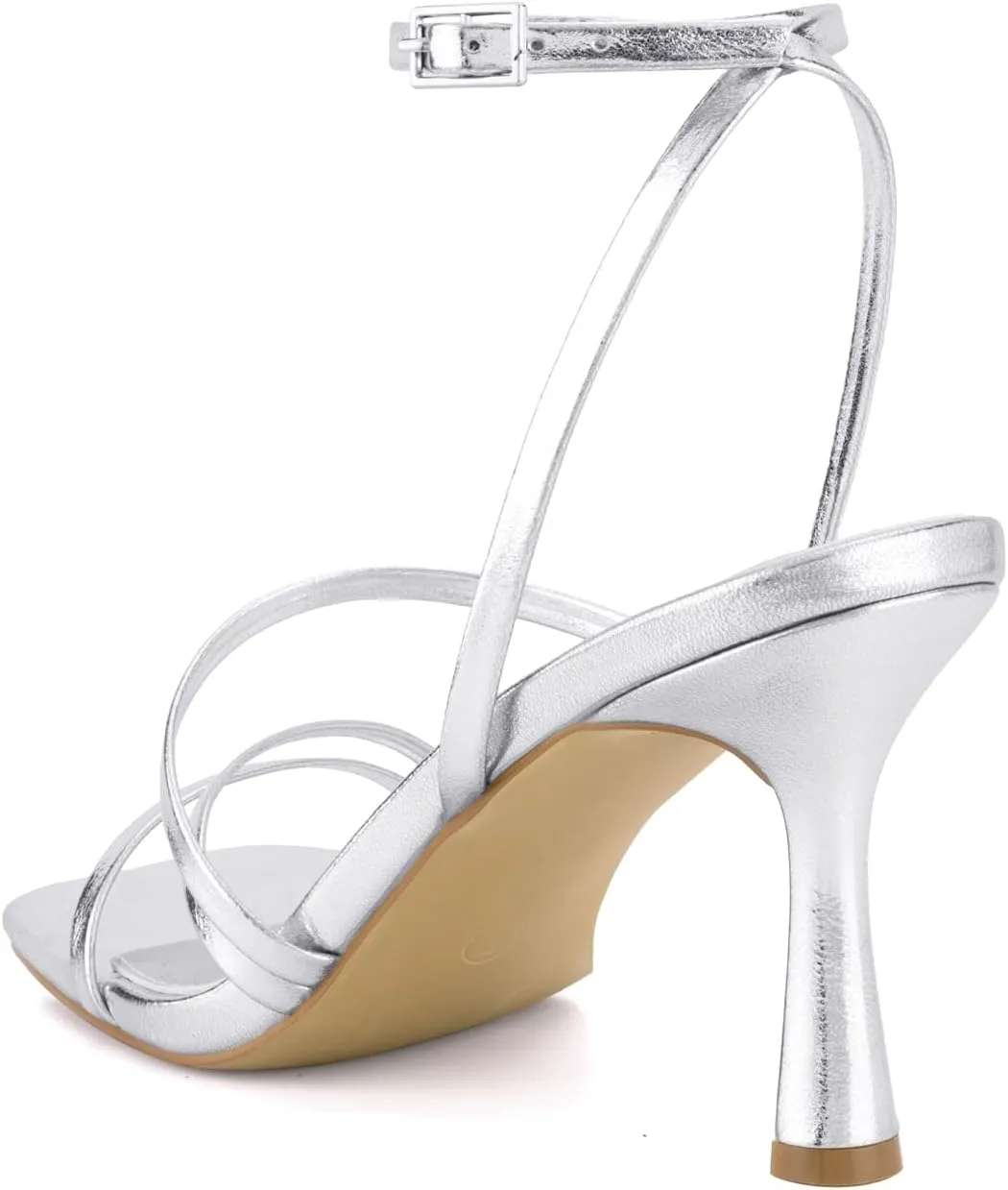 Shoe'N Tale Women's Strappy Heels Stilettos Sandals High Heel Ankle Buckle Square Toe Dress Shoes