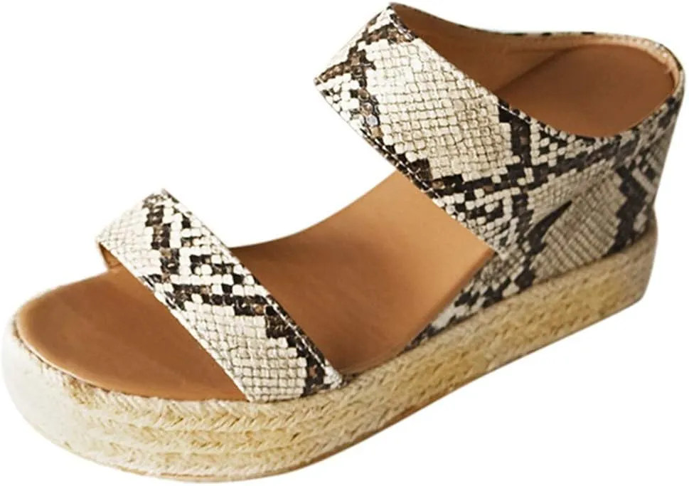 Shoes for Women Sandals, Womens Sandals Wedge Sandals Leather Slip on Platform Sandal Comfortable Flats Shoes