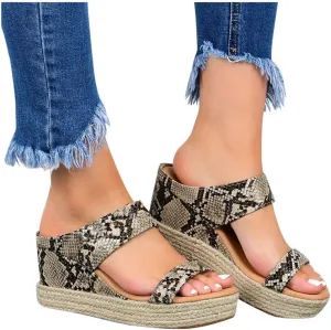 Shoes for Women Sandals, Womens Sandals Wedge Sandals Leather Slip on Platform Sandal Comfortable Flats Shoes