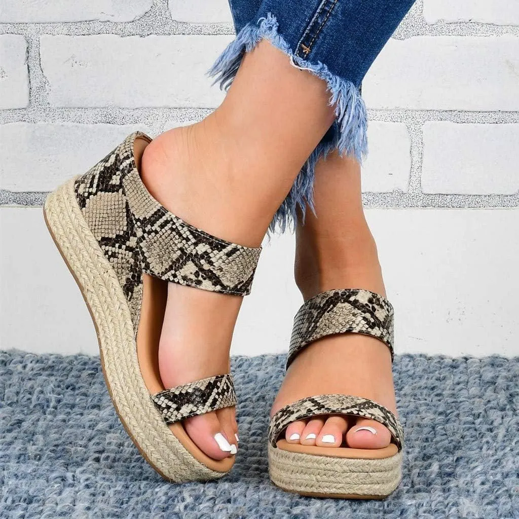 Shoes for Women Sandals, Womens Sandals Wedge Sandals Leather Slip on Platform Sandal Comfortable Flats Shoes
