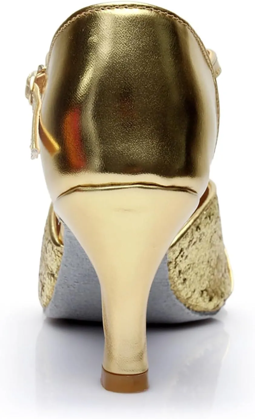 Silver High Heels for Women Latin Dance Shoes Ballroom Tango Open Toe Heels Performence Party Dancing Shoes