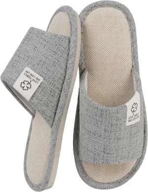 Slippers for Women,Memory Foam Soft Warm Slip On Open Toe Linen Cotton House Slippers,Anti-Skid Cozy for Indoor Outdoor Slippers