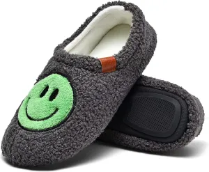 Smile Face Slippers Women's Memory Foam Soft Plush & Cozy House Shoes