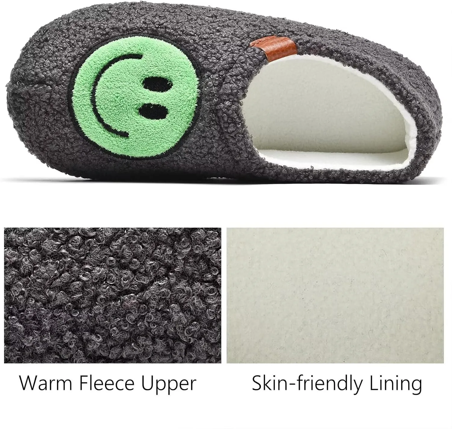 Smile Face Slippers Women's Memory Foam Soft Plush & Cozy House Shoes