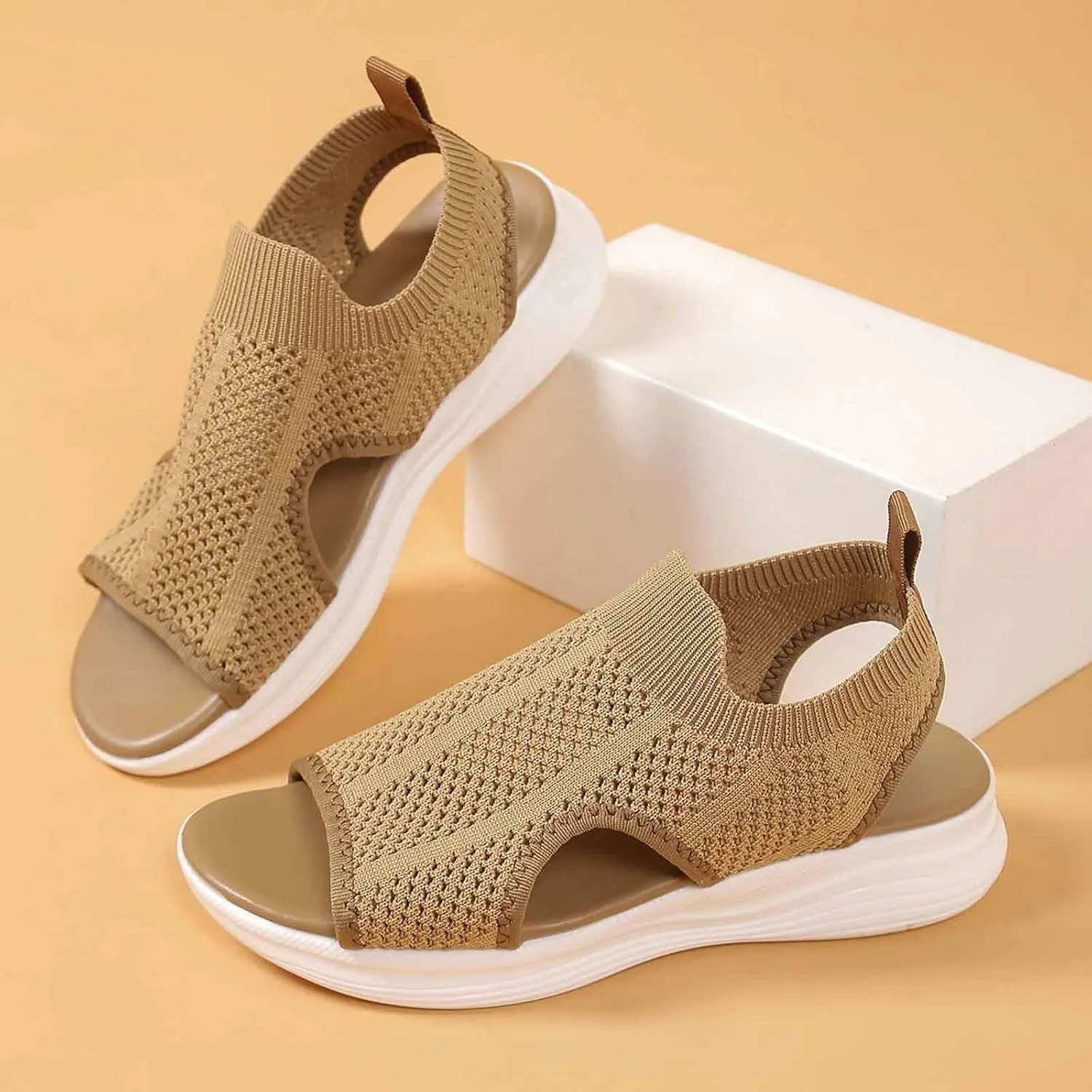 Stylish Women's Open Toe Sandals Breathable Mesh Summer Casual Shoes Comfortable Flat Sole For Daily Wear