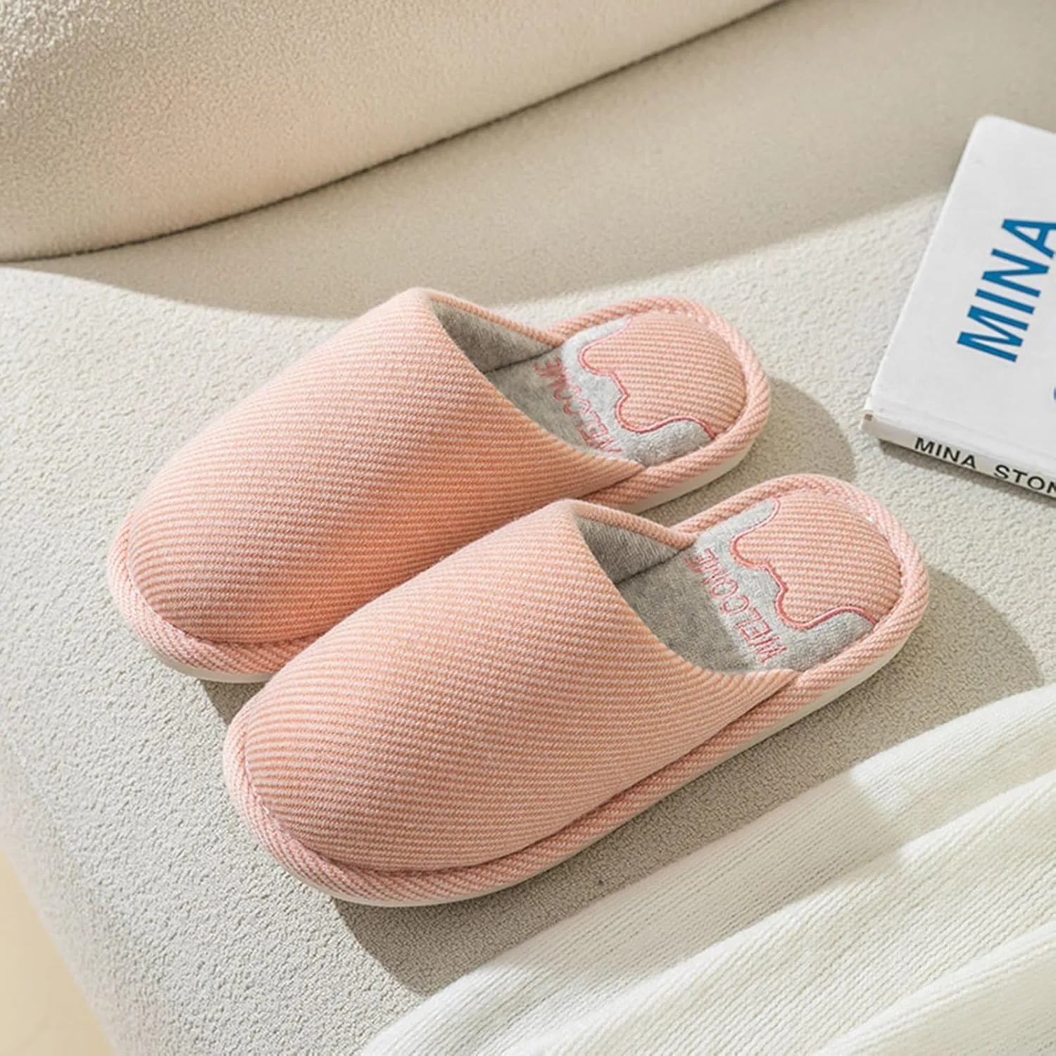 Unisex Home Slippers Fall Winter Anti-slip Shoes Comfy Soft Indoor Bedroom Slides Cozy House Slippers for Women Men