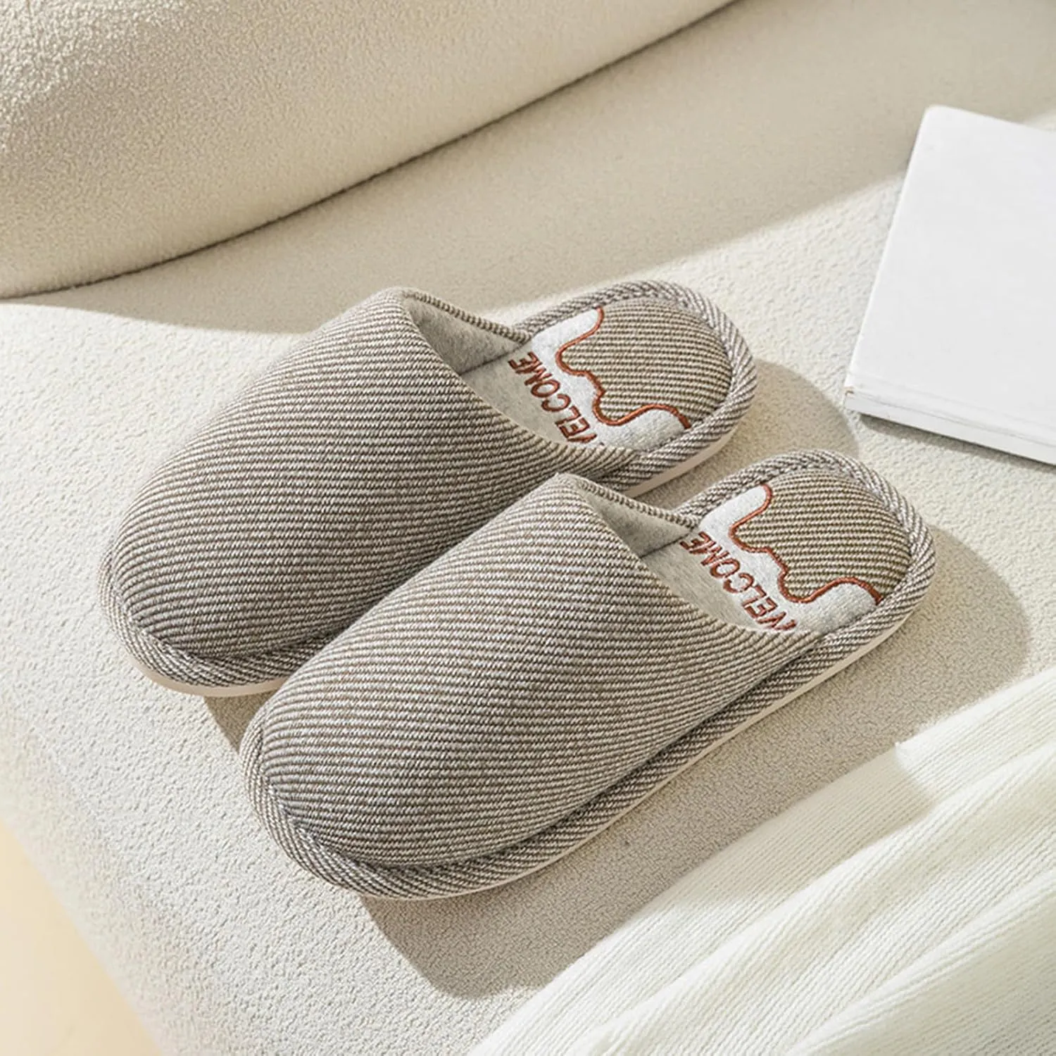 Unisex Home Slippers Fall Winter Anti-slip Shoes Comfy Soft Indoor Bedroom Slides Cozy House Slippers for Women Men