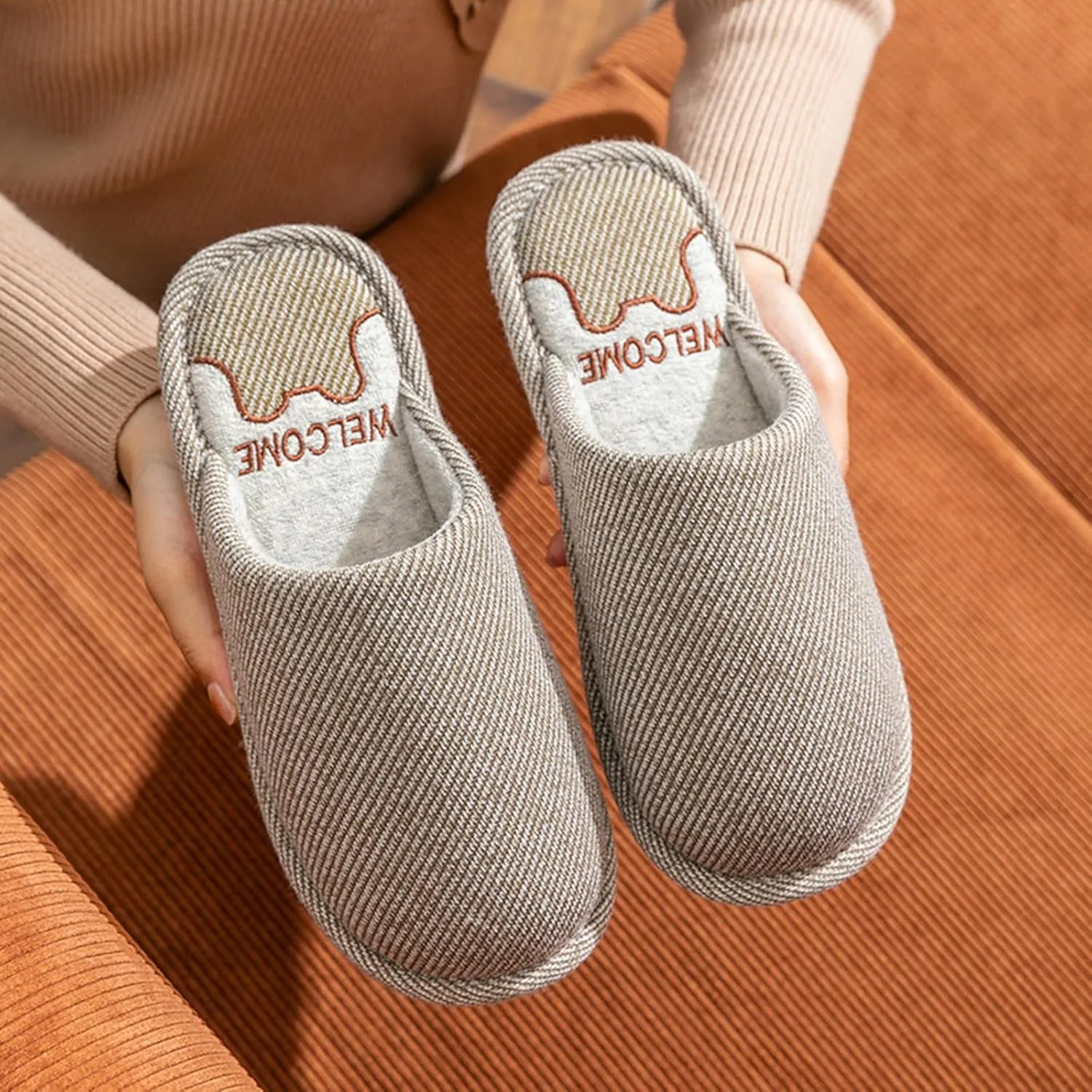 Unisex Home Slippers Fall Winter Anti-slip Shoes Comfy Soft Indoor Bedroom Slides Cozy House Slippers for Women Men